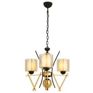 METAL AND GLASS GOLD CHROME PLATED and BLACK CHANDELIER 50 CM DIAMETER LOAD: 90